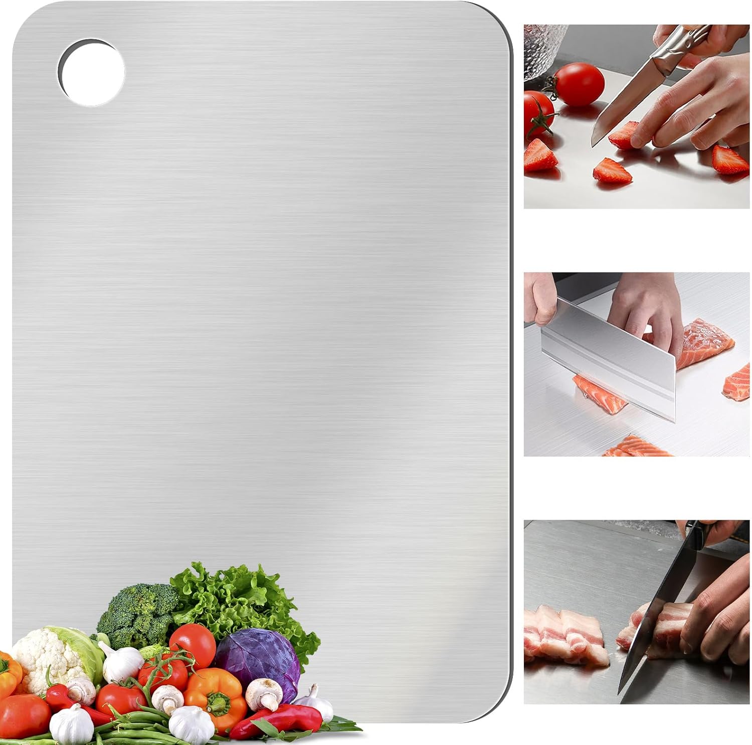 Foods X - Titanium Cutting Board, Stainless Steel Cutting