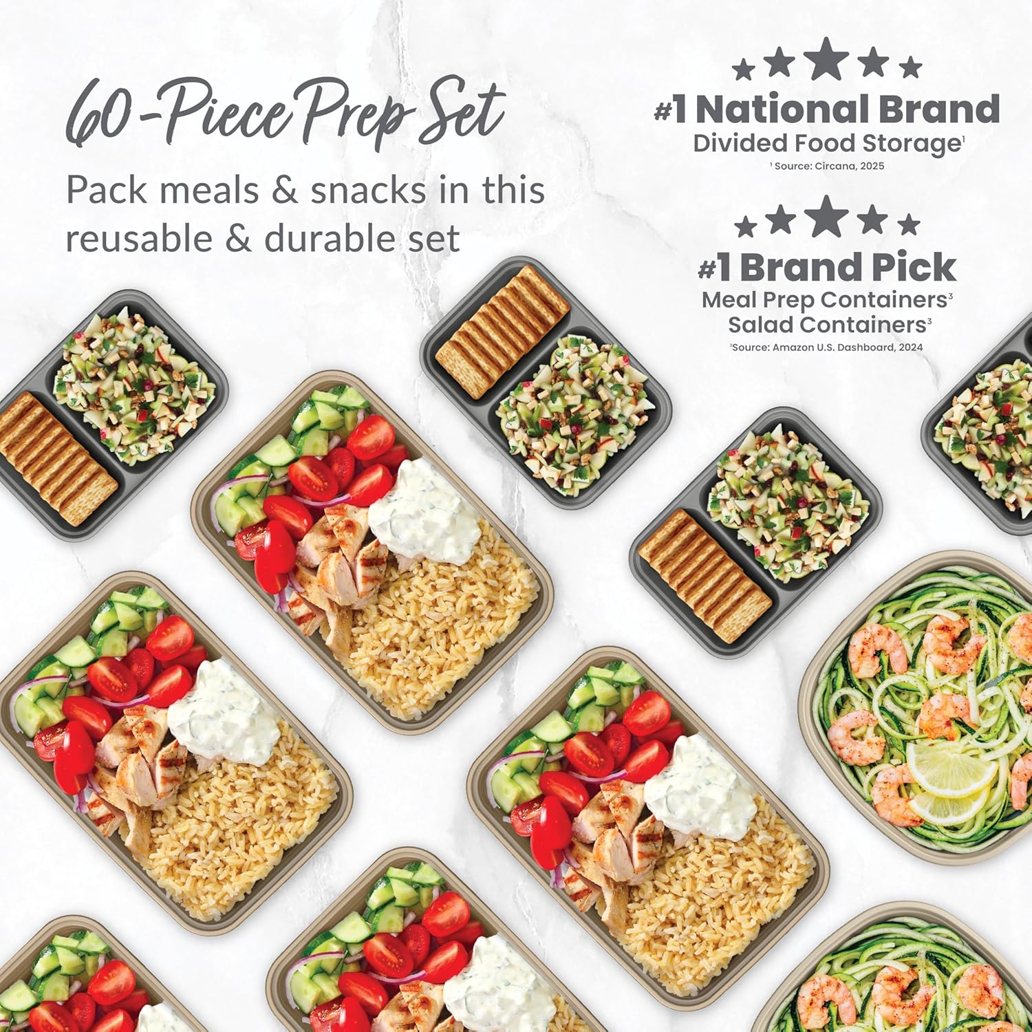 Prep 60-Piece Variety Meal Pre - Food Prep Snacks บทวิจารณ์และราคา