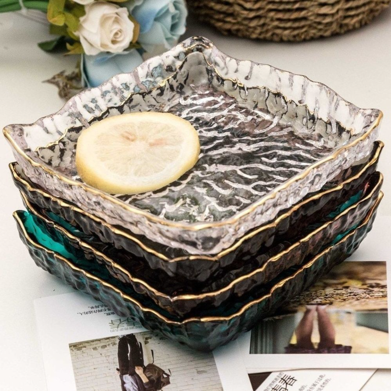 Square Glass Plate Phnom Penh  - Food Snacks In Japan บทวิจารณ์และราคา