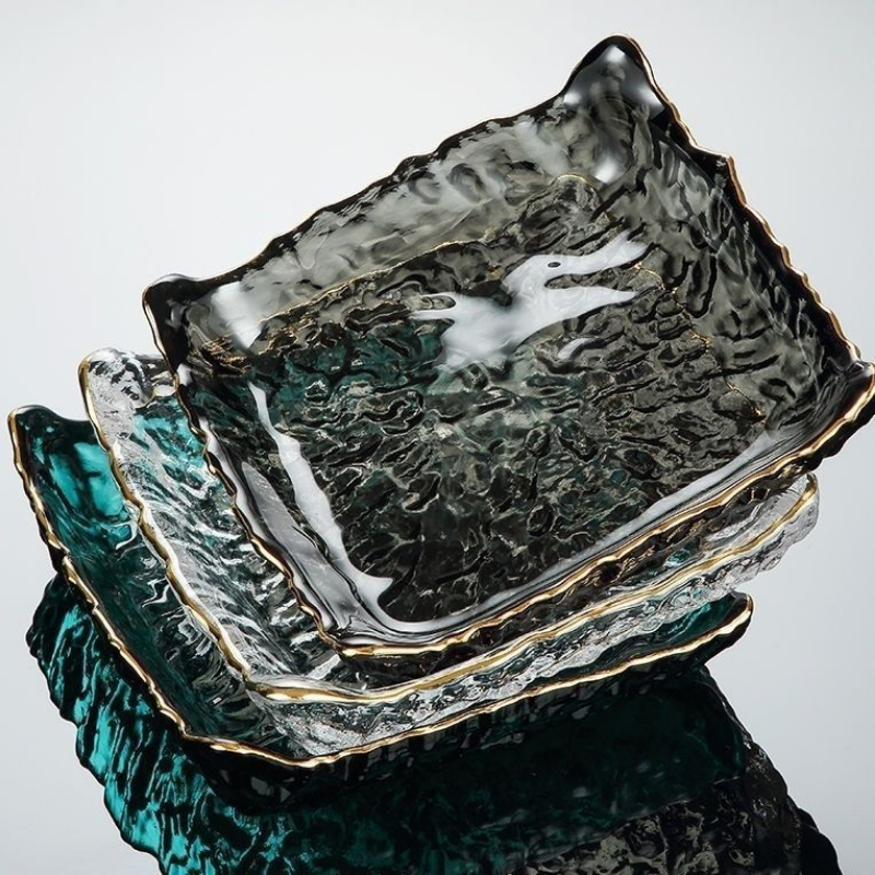 Square Glass Plate Phnom Penh  - Food Snacks In Japan บทวิจารณ์และราคา