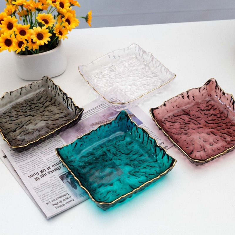 Square Glass Plate Phnom Penh  - Food Snacks In Japan บทวิจารณ์และราคา