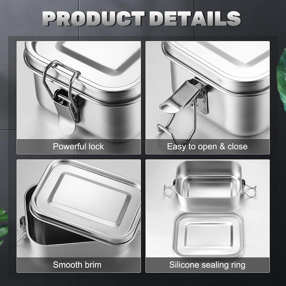 4Pcs Stainless Steel Bento Box - Food Snacks For School บทวิจารณ์และราคา