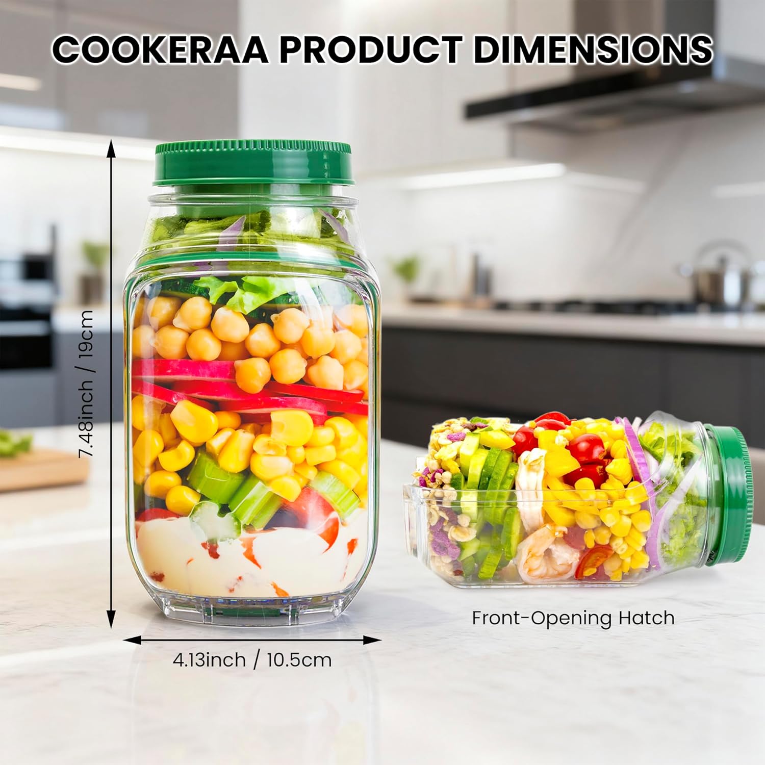 2-Pack 34oz Salad Jar Containe - Food Snacks That Are Green บทวิจารณ์และราคา