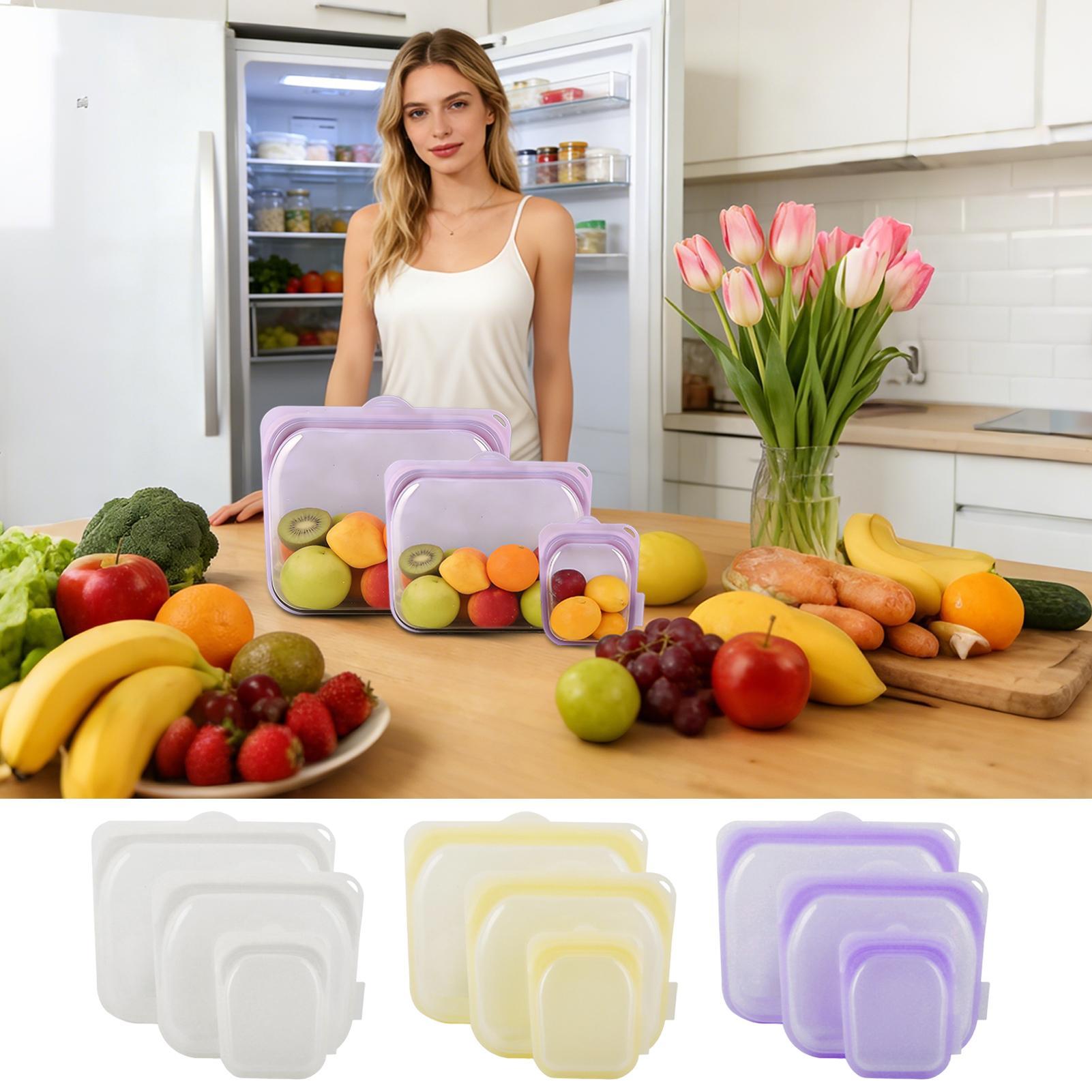 Reusable Freezer Bags 3 Pieces - Food Prep Snacks บทวิจารณ์และราคา
