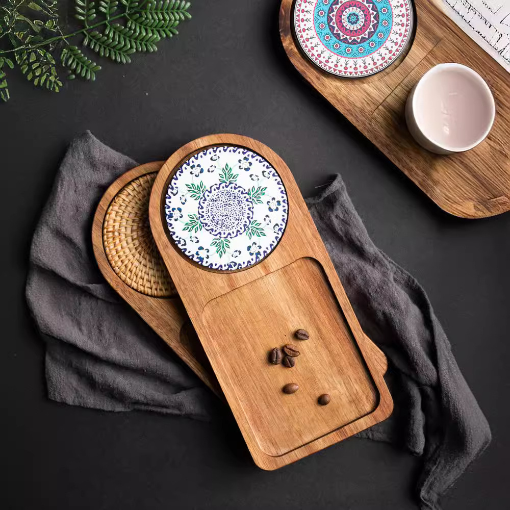 Acacia Wood Tea Tray Food Oval - Food Snacks In Japan บทวิจารณ์และราคา