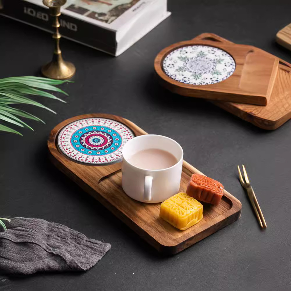 Acacia Wood Tea Tray Food Oval - Food Snacks In Japan บทวิจารณ์และราคา