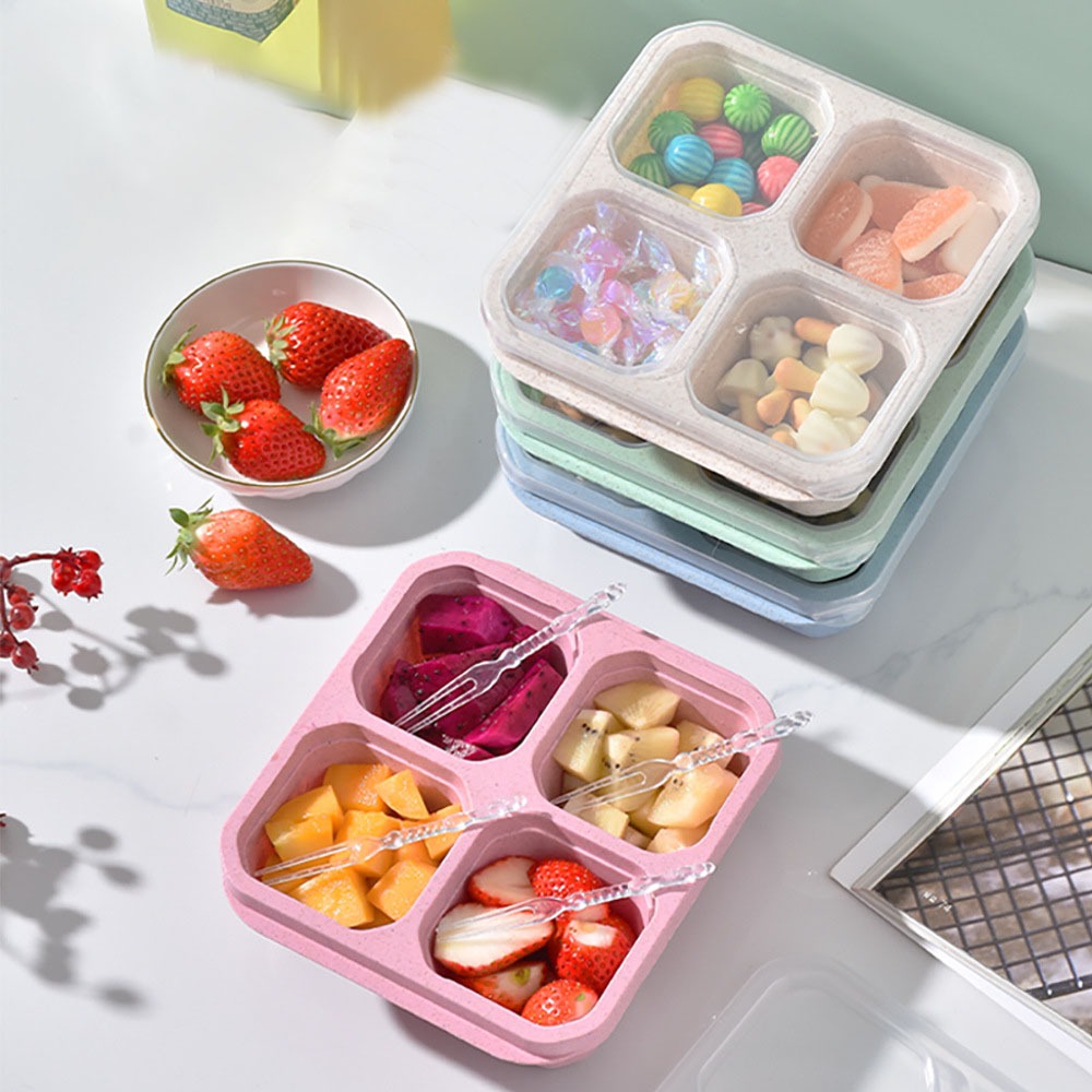 1pc Reusable Wheat Straw 4 Com - Food Prep Snacks บทวิจารณ์และราคา