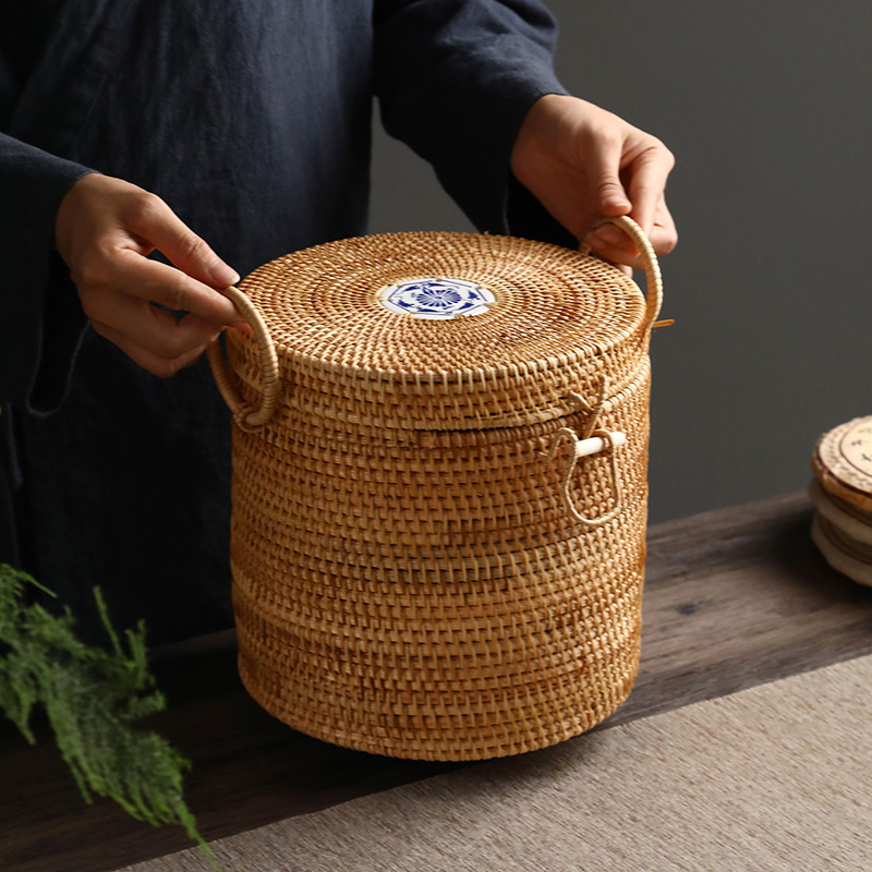 Handwoven Rattan Tea Storage B - Food Snacks That Are Green บทวิจารณ์และราคา