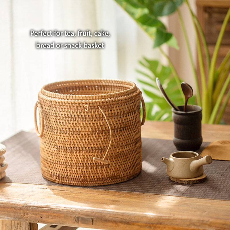 Handwoven Rattan Tea Storage B - Food Snacks That Are Green บทวิจารณ์และราคา