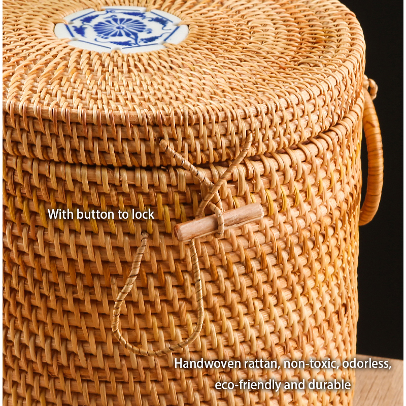 Handwoven Rattan Tea Storage B - Food Snacks That Are Green บทวิจารณ์และราคา