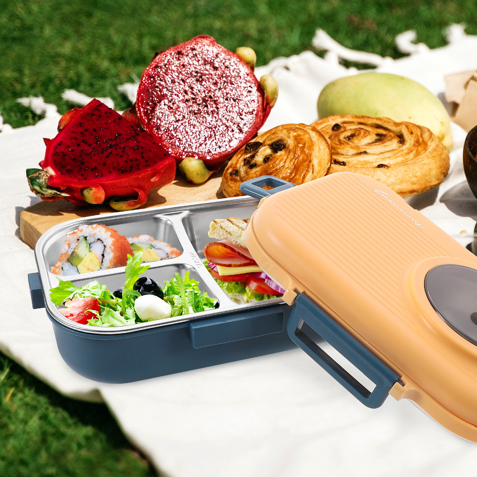 Lunch Boxes Compartment Food C - Food Snacks For School บทวิจารณ์และราคา