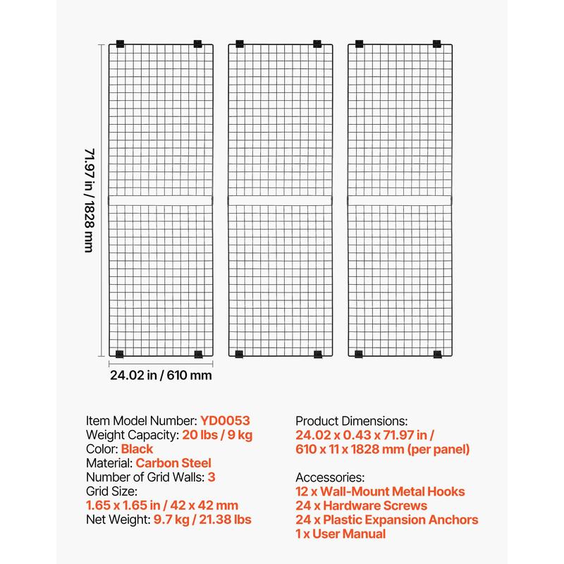 3 Packs Grid Wall Panels, 2 x  - Foods X บทวิจารณ์และราคา