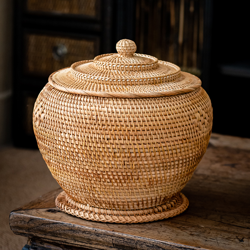 Handwoven Rattan Tea Storage B - Food Snacks That Are Green บทวิจารณ์และราคา