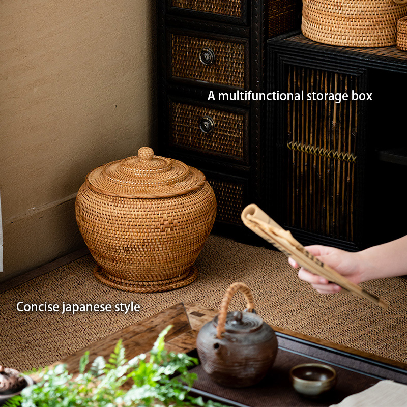 Handwoven Rattan Tea Storage B - Food Snacks That Are Green บทวิจารณ์และราคา