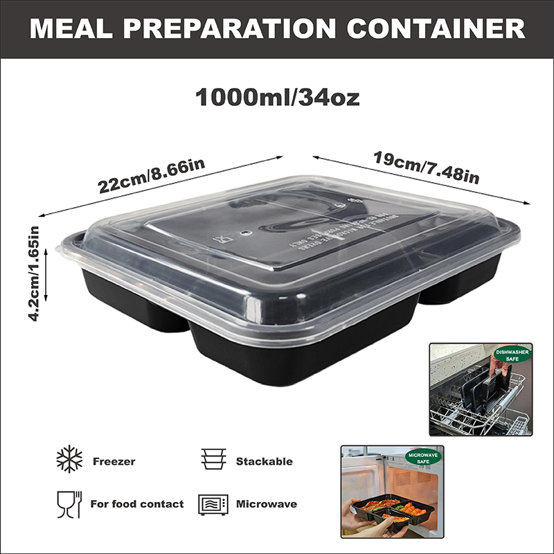 3-Compartment 34 Oz/1000 Ml, 1 - Food Prep Snacks บทวิจารณ์และราคา